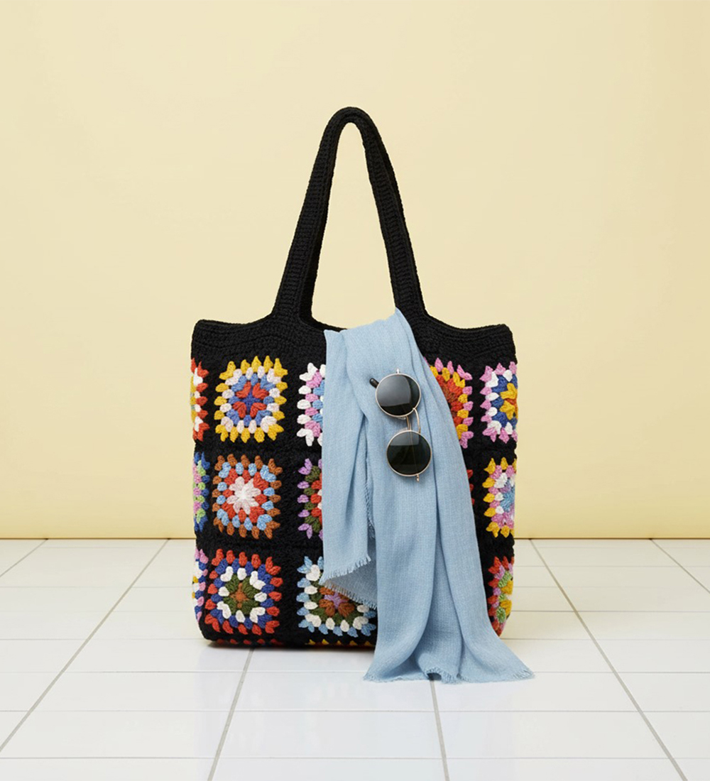 House n Goods Handcrafted Crochet Granny Square Tote Bag - Image 4