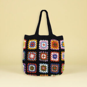 House n Goods Handcrafted Crochet Granny Square Tote Bag