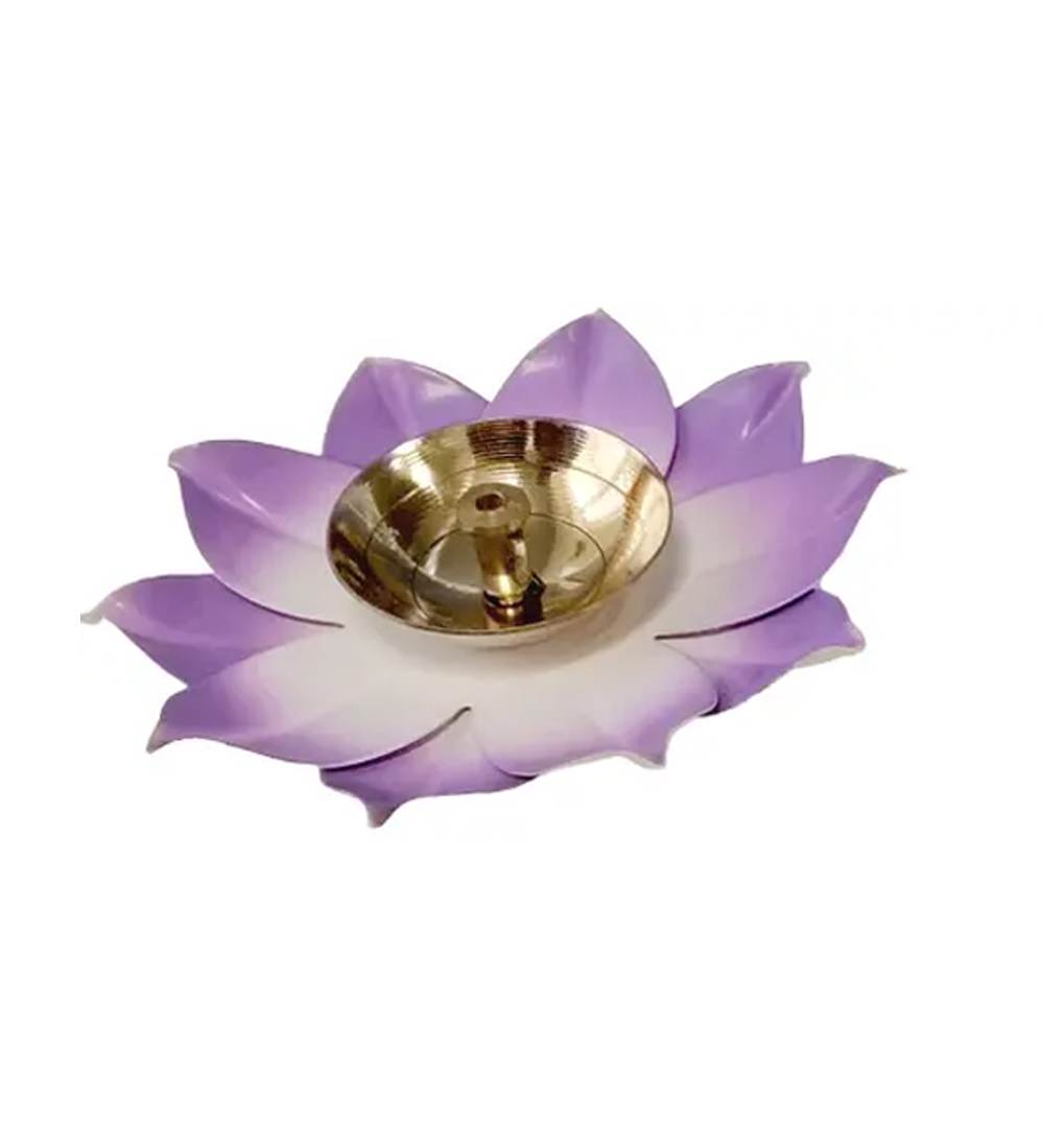 Lotus Blossom Decorative Brass Diya – Multicolor Festival Home Decor Lamp - Image 3