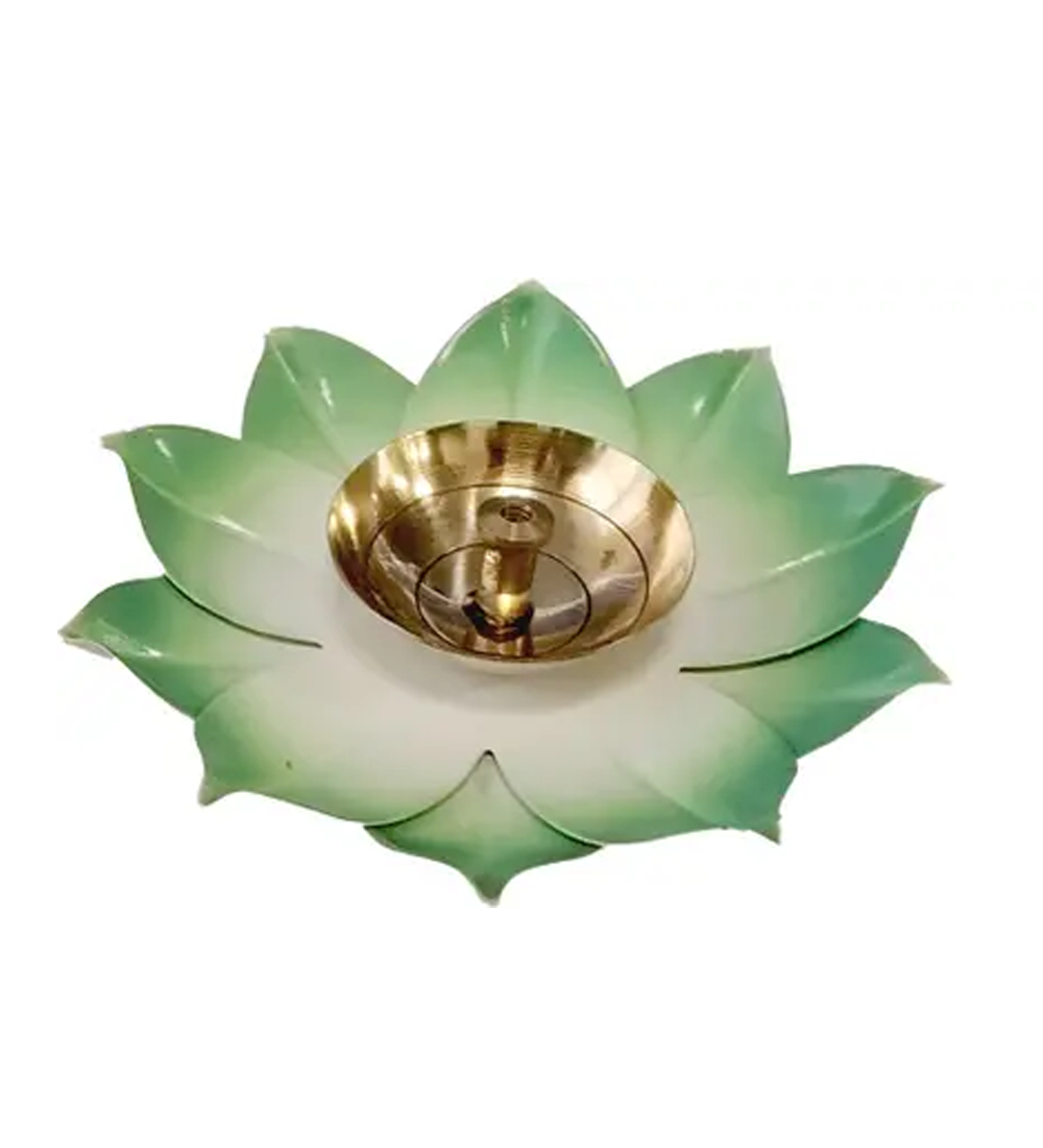 Lotus Blossom Decorative Brass Diya – Multicolor Festival Home Decor Lamp - Image 4