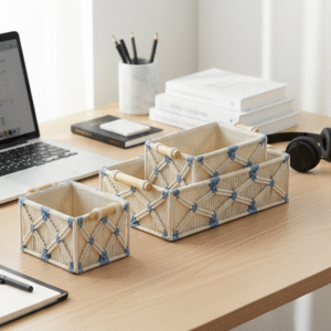 Handcrafted Macrame Basket Set of 3 | Cotton Storage & Home Organizer