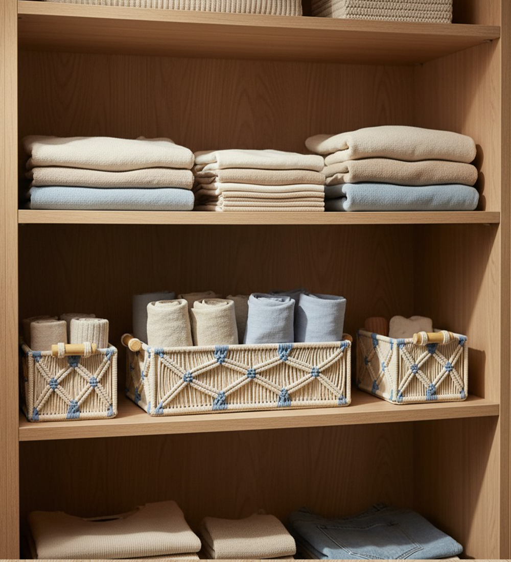 Handcrafted Macrame Basket Set of 3 | Cotton Storage & Home Organizer - Image 2