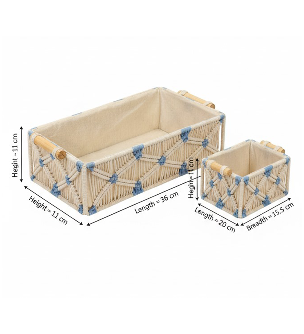 Handcrafted Macrame Basket Set of 3 | Cotton Storage & Home Organizer - Image 6