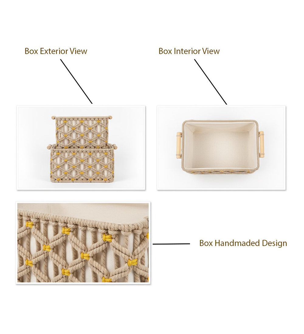 Handcrafted Macrame Basket Set of 3 | Cotton Storage & Home Organizer - Image 3