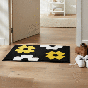 Floral Pattern Microfiber Door Mat | 16”x24” | 350gm | Non-Slip Hot Melt Latex Backing