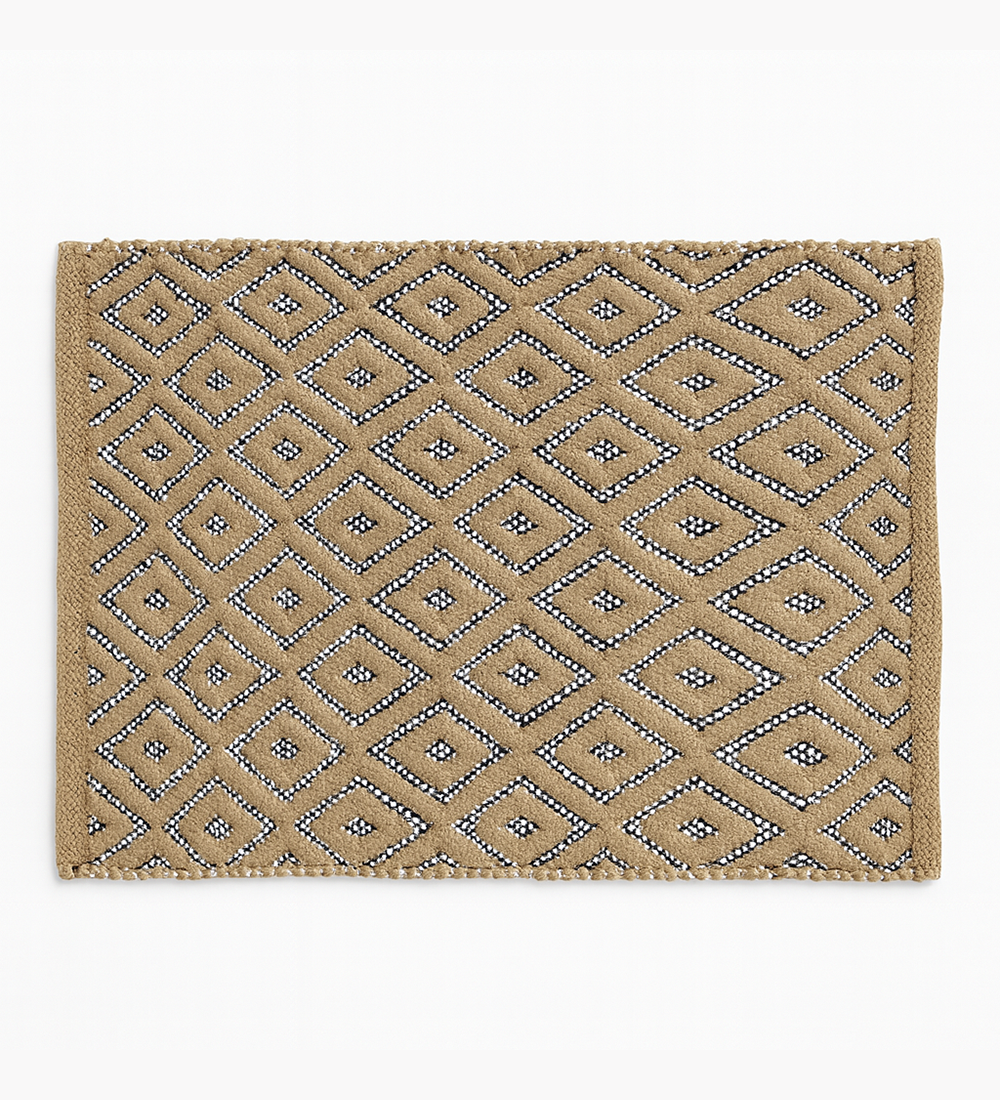 Poly Cotton Woven Diamond Door Mat – Jute Beige with Black & White Border (16”x24”) - Image 4