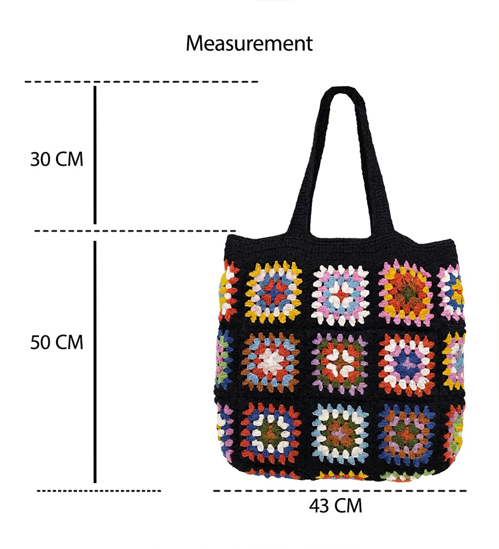 House n Goods Handcrafted Crochet Granny Square Tote Bag - Image 5
