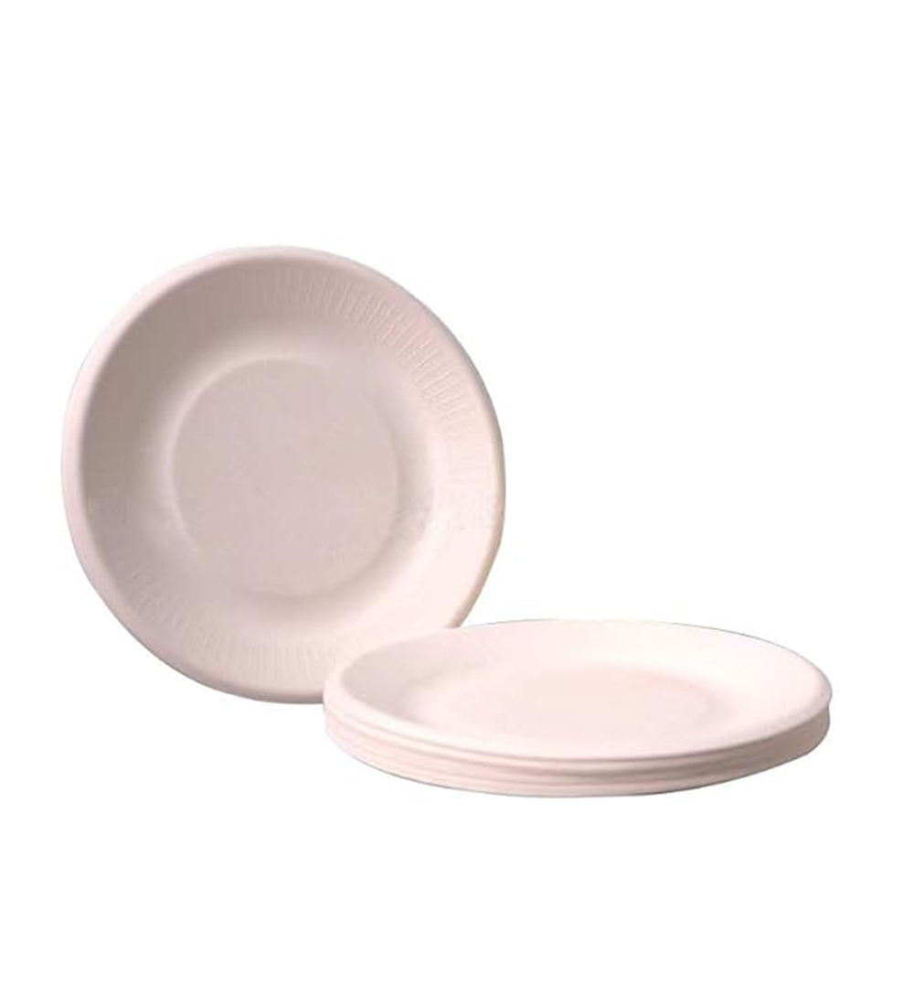 Eco-Friendly Disposable Bagasse Plates – 6” Beige, 50 Pack - Image 4