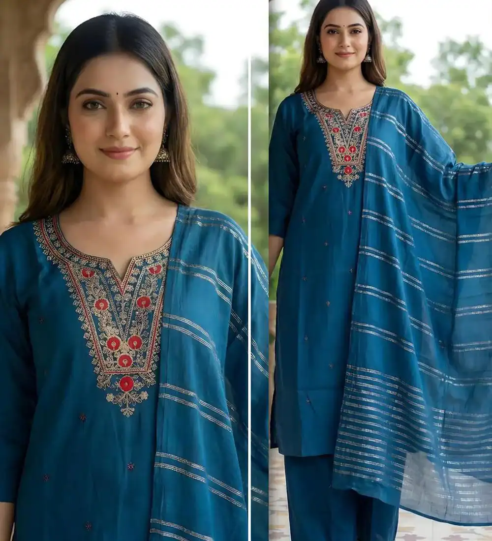 blue-kurti-set