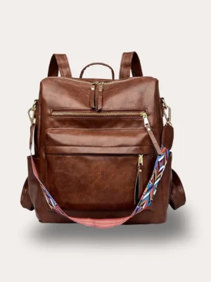 Women’s PU Leather Fashion Messenger Backpack