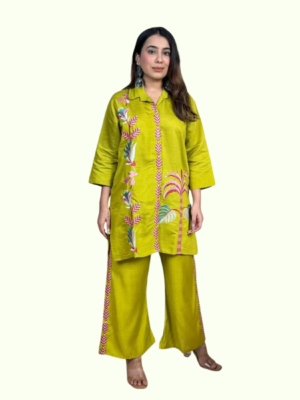 Rayon A-Line Cord Set with Work – Kurti & Pant