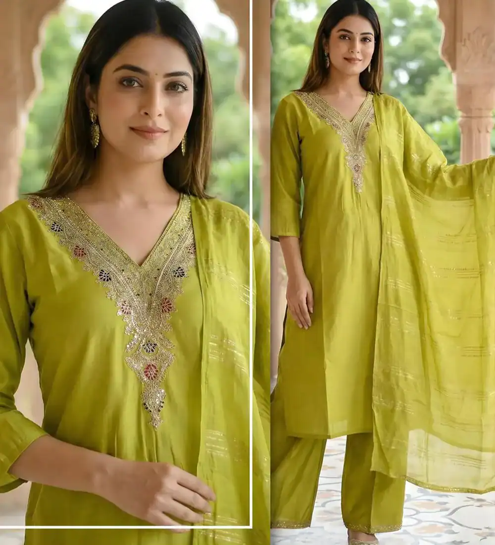 mehndi-color-kurti-set