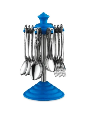 24-Piece Stainless Steel Cutlery Set with Rotating Stand