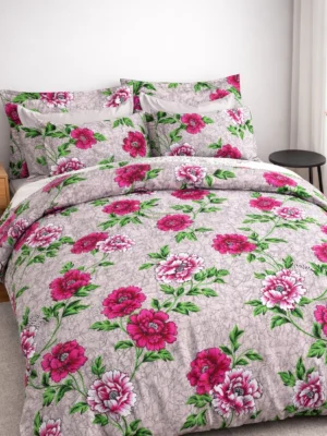 Pink Floral Double Bedsheet Set with 2 Pillow Covers