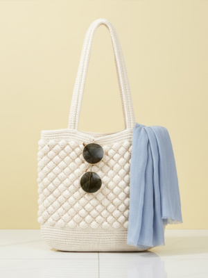 House n Goods Handmade Macramé Tote Bag – Cozy Knit Beach Bag