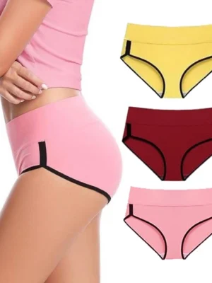 Women Breathable Cotton Underwear Trio Pack Full Coverage  Comfortable Cotton Hipster Panty Set for Women Pack