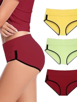 Women’s Cotton Hipster Panty Pack of 3 – Soft Breathable Mid Rise Underwear