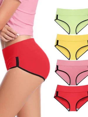 Women’s Cotton Hipster Panty Set of 4 – Mid Rise Full Coverage Soft & Stretchable