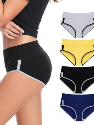 Women’s Cotton Hipster Panty Set of 4 – Mid Rise Full Coverage