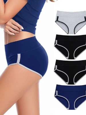 Comfortable Cotton Hipster Panties Set of 4 – Breathable Mid-Waist Daily Wear Briefs