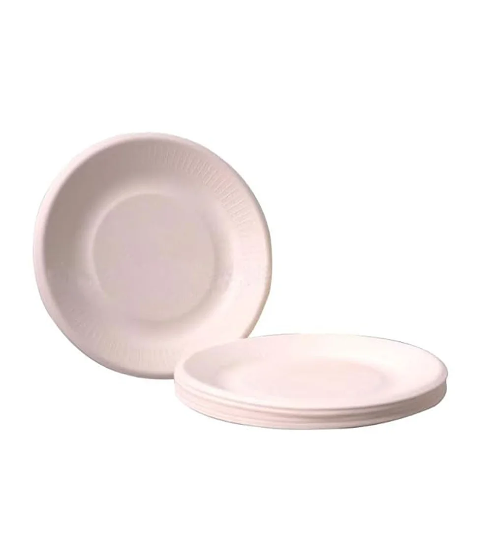 Eco-Friendly Disposable Bagasse Plates – 6” Beige, 50 Pack - Image 2